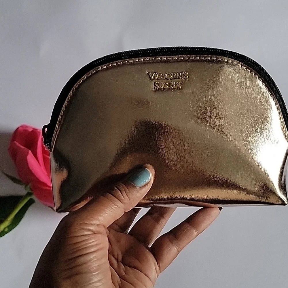 Victoria's Secret! Metallic Gold Cosmetic Case New Makeup Bag